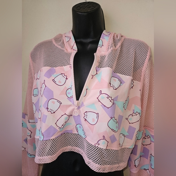 Pusheen -Size Med ,Pastel Mesh Cropped Hoodie - Picture 3 of 9